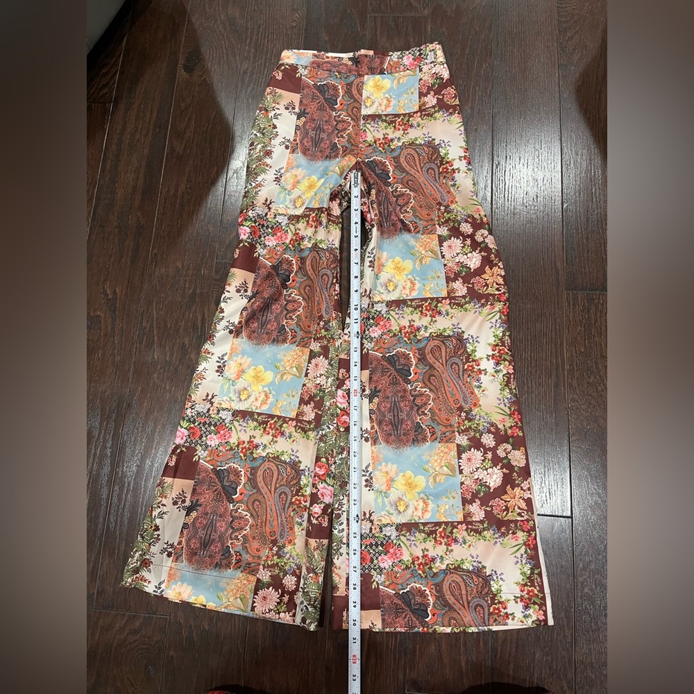 BOSTON PROPER Patchwork Print High Waist Palazzo Pant Wide Leg Women Size XXS - Picture 6 of 12